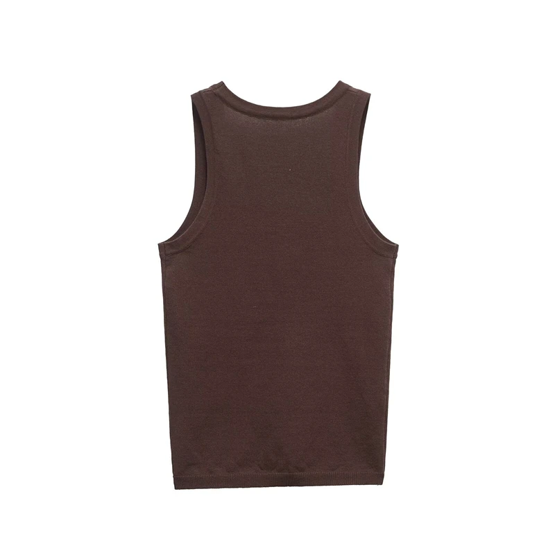 KEYANKETIAN letnia nowa damska jednokolorowa kamizelka dzianinowa prosty styl dekolt w kształcie litery U bez rękawów płaszcza Camisole cienki krótki top sweter