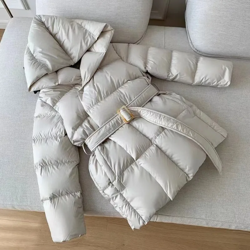 Women's Winter Tops Jacket Down Coat White Duck Down Waist Short Warm Thickened Vintage Simple Comfortable Leisure Soft Niche