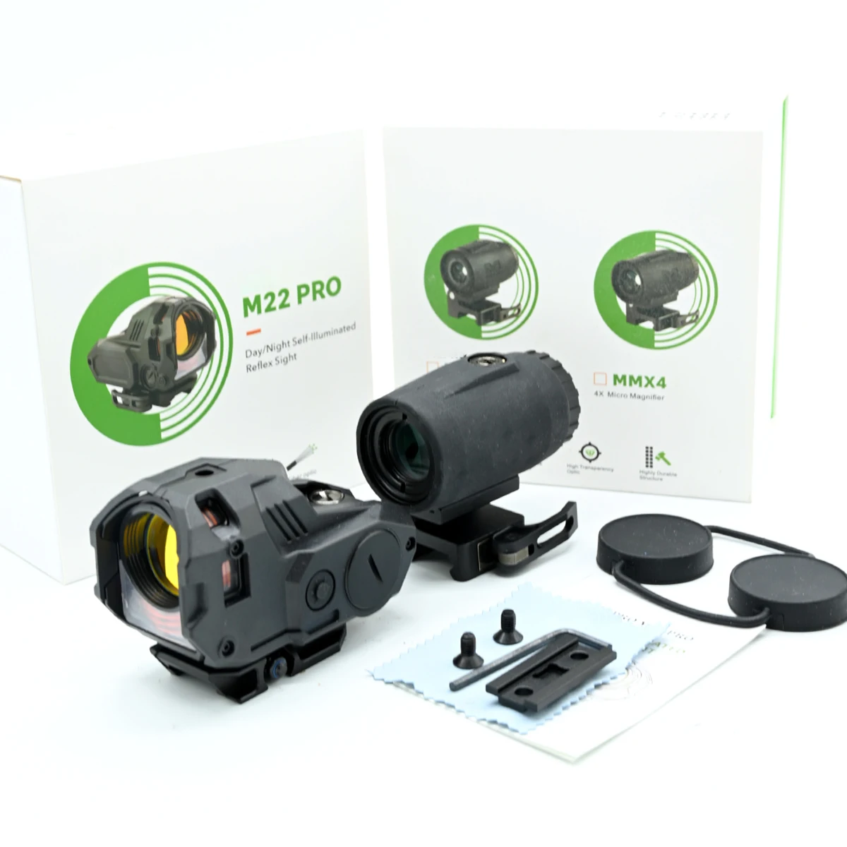 Tactical Red Dot Sight MMX3X Magnifier Real Fiber Optics Reflex Sight 10 MOA Triangle Red/Green Hunting Riflescope
