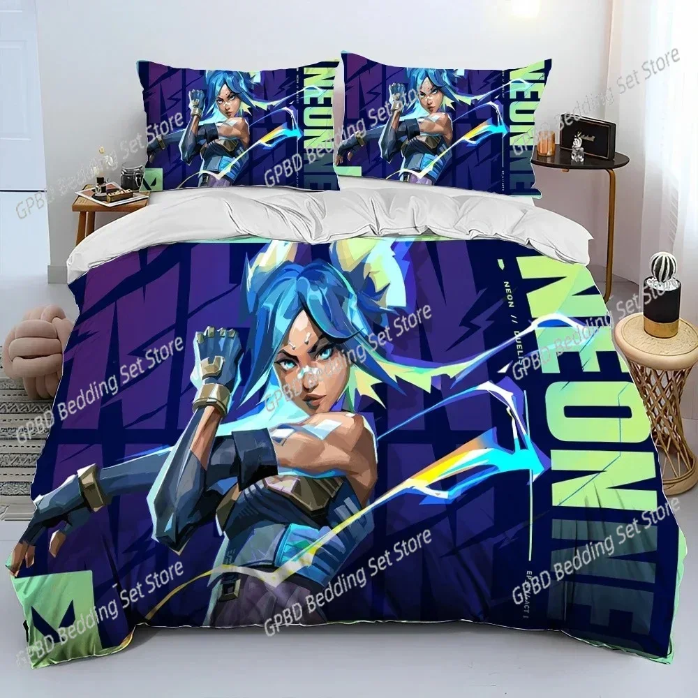 

VALORANT Game Cartoon 3D NEW Duvet Cover Pillowcase Bedding Set Adult Boy Girl Bedroom Decoration Children Single Double Large