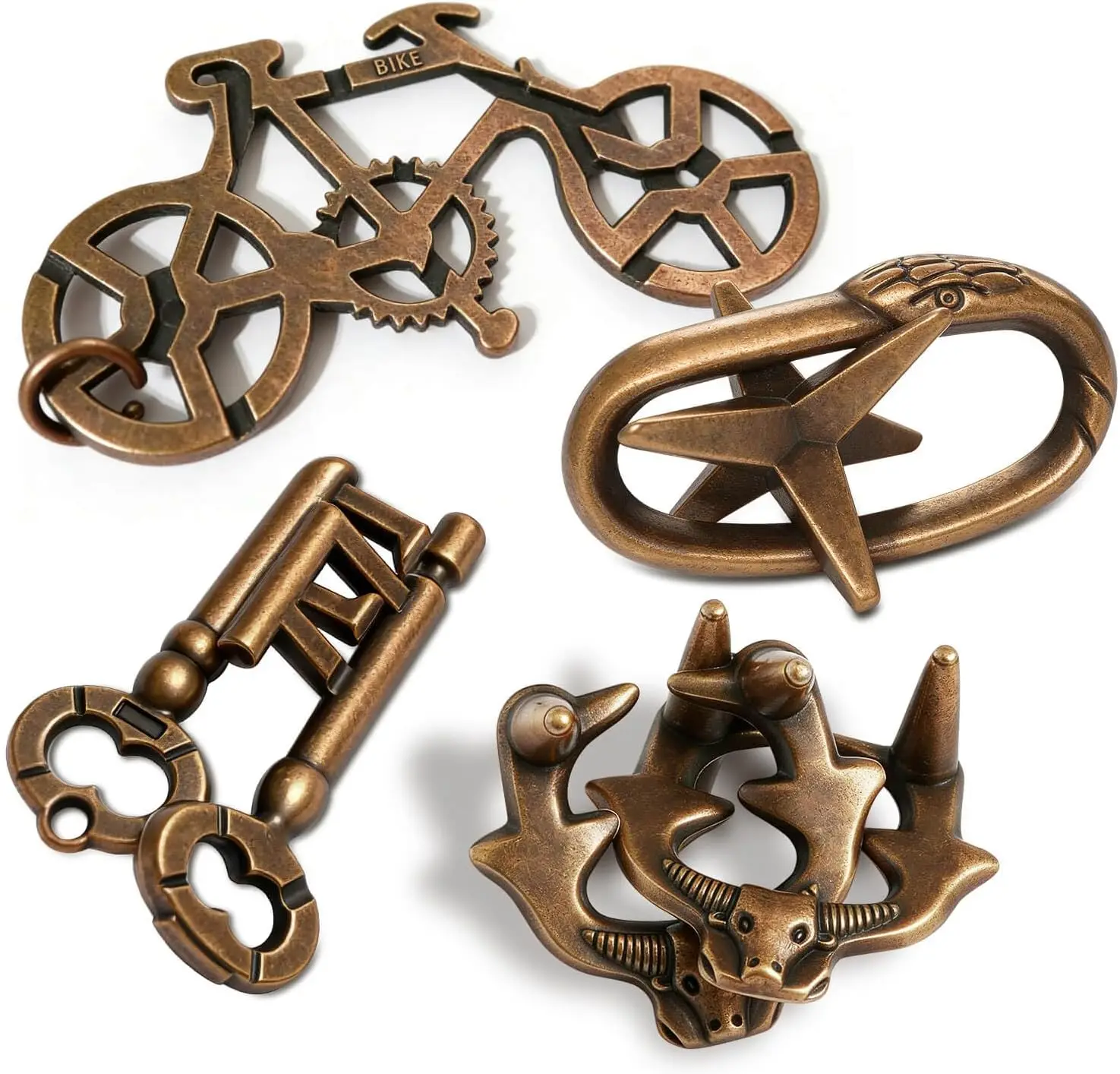 

Challenging 3D Metal Brain Teaser Puzzles for Adults - 4 Pack with Portable Case, IQ Logic Toys & Gift for Teens