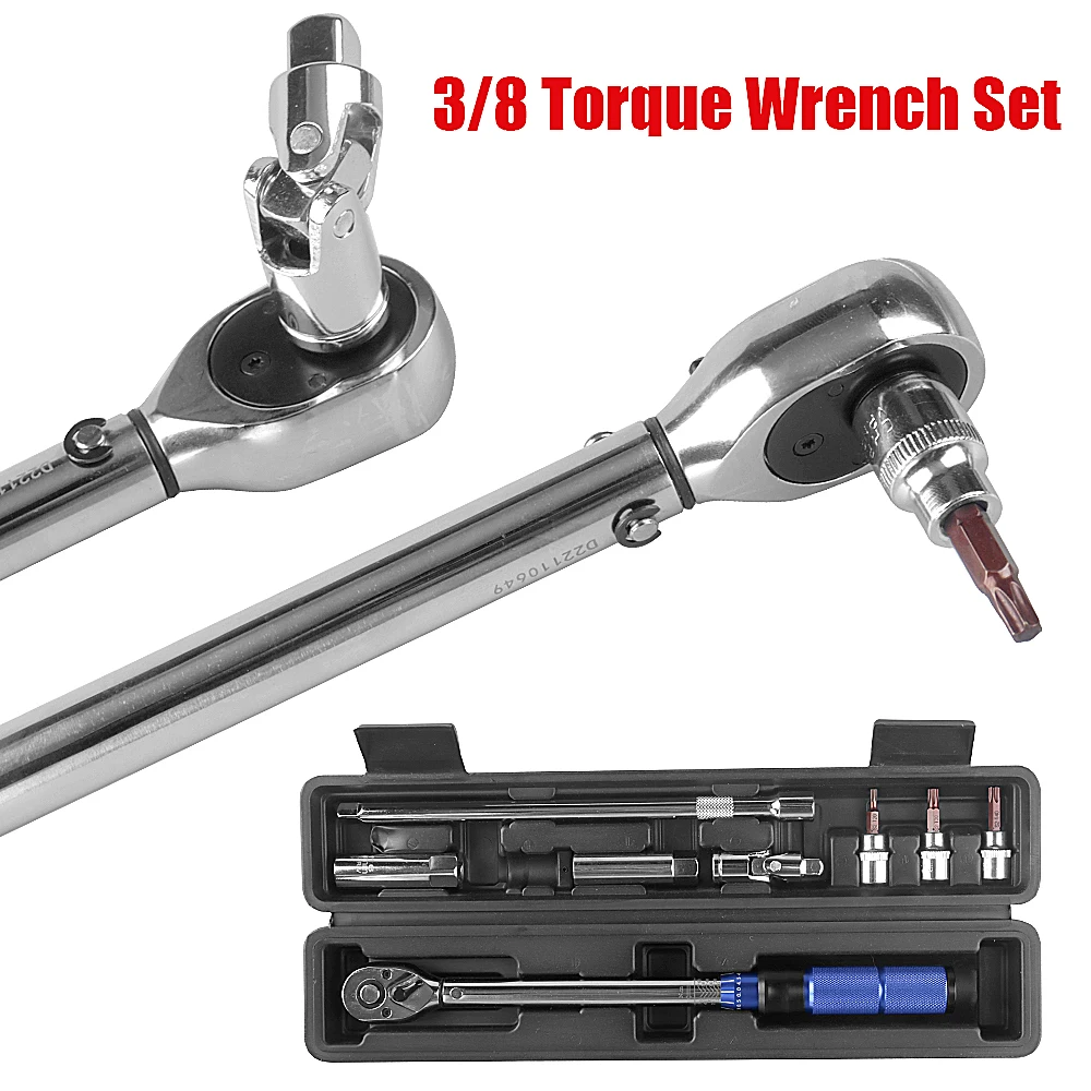 WOZOBUY 3/8-inch Drive Click Torque Wrench Set Dual-Direction Adjustable 90-tooth Torque Wrench with Buckle ( 2-60Nm)