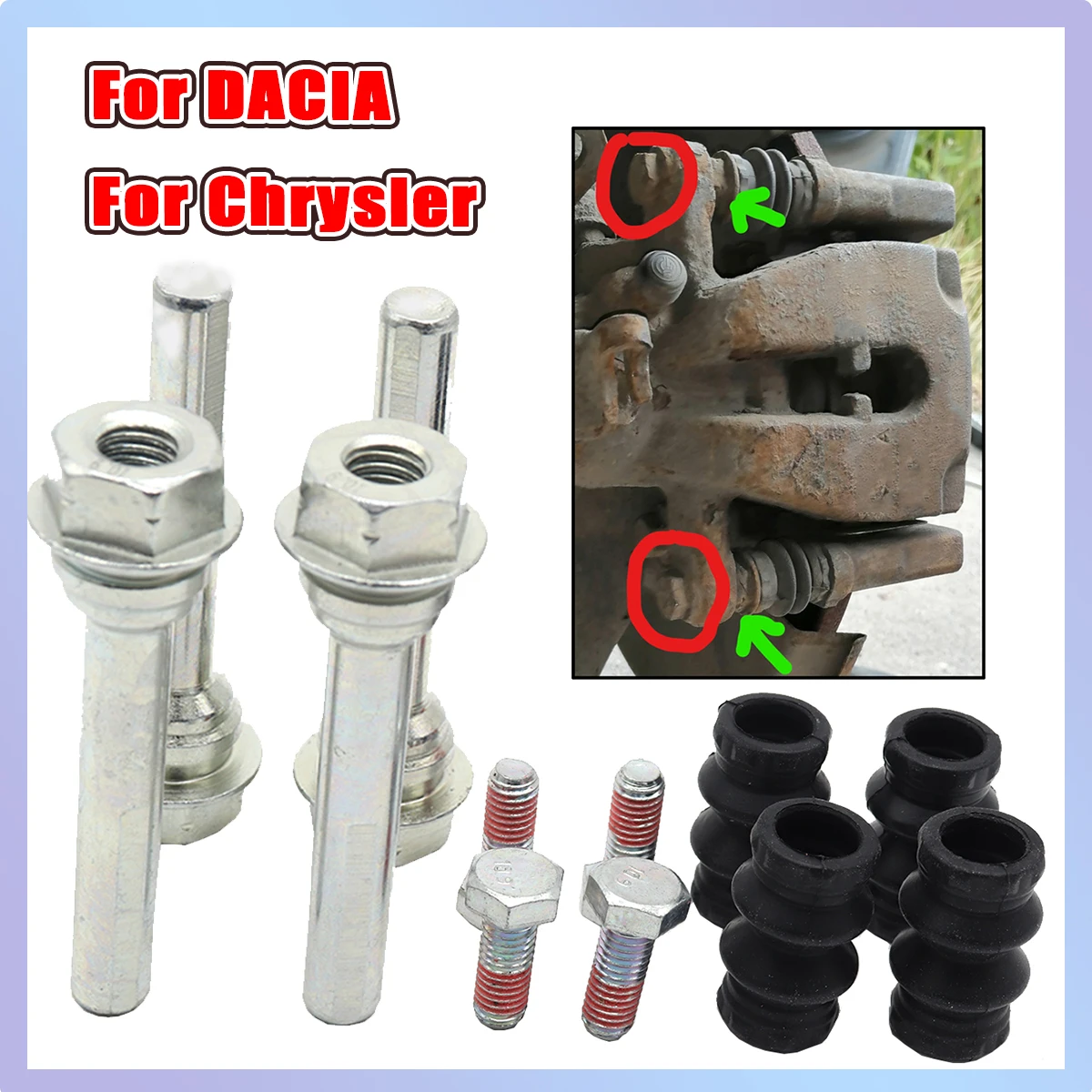 Brake Caliper Cylinder Slider Guide Pin Disc Bushing Boot Seal Kit Car Accessories Repair Kit For DACIA LOGAN MCV KS Pickup US
