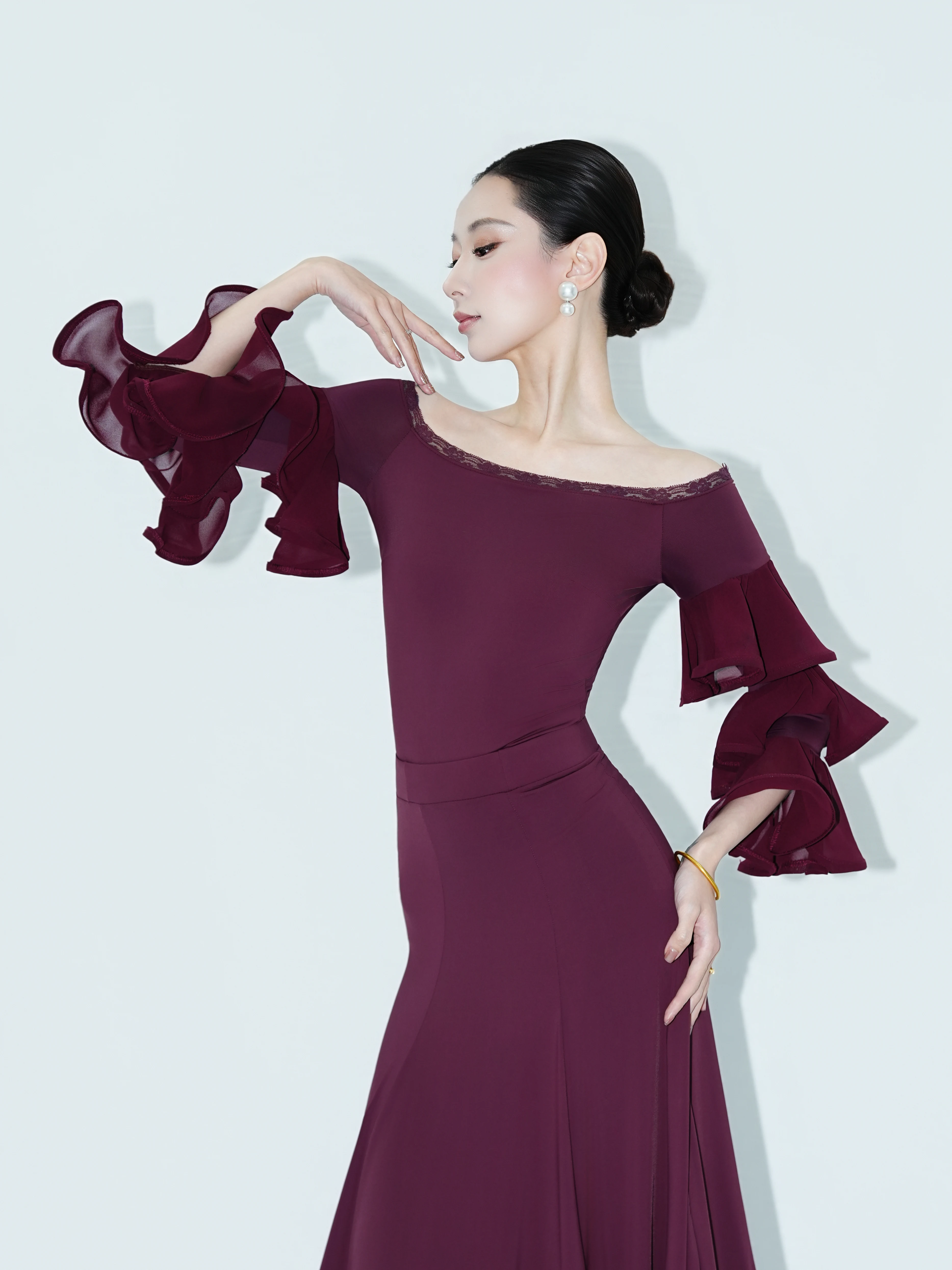 danzhen-modern-dance-practice-suit-spring-summer-square-dance-top-women's-fitness-clothing-slimming-double-exposure-s11