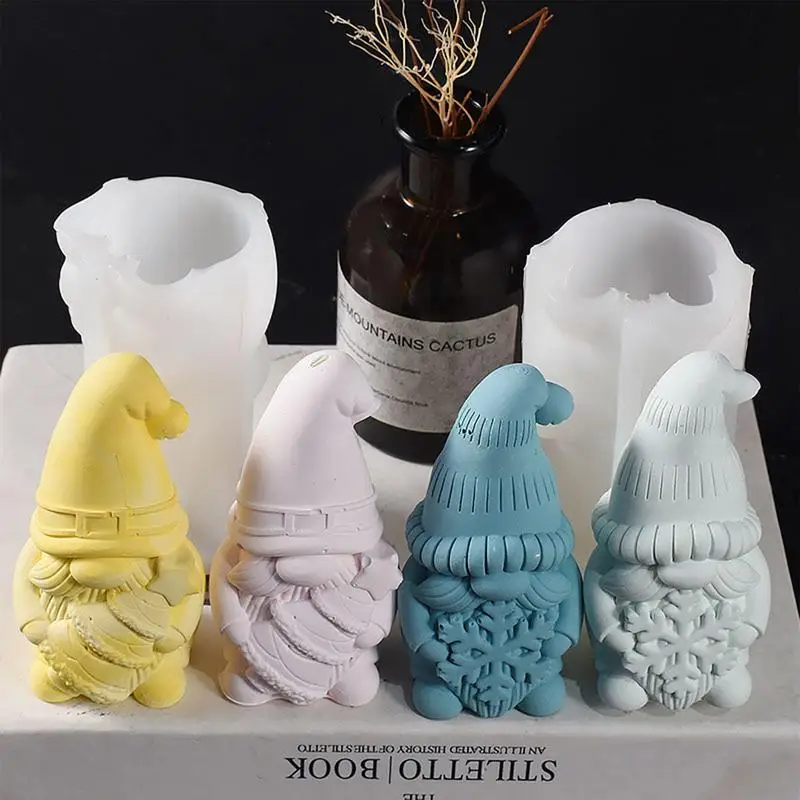 Moule 3D gnome de Noël sans visage, père Noël, silicone, bougies, plâtre nain fait à la main, résine de Regina, ciment, compte