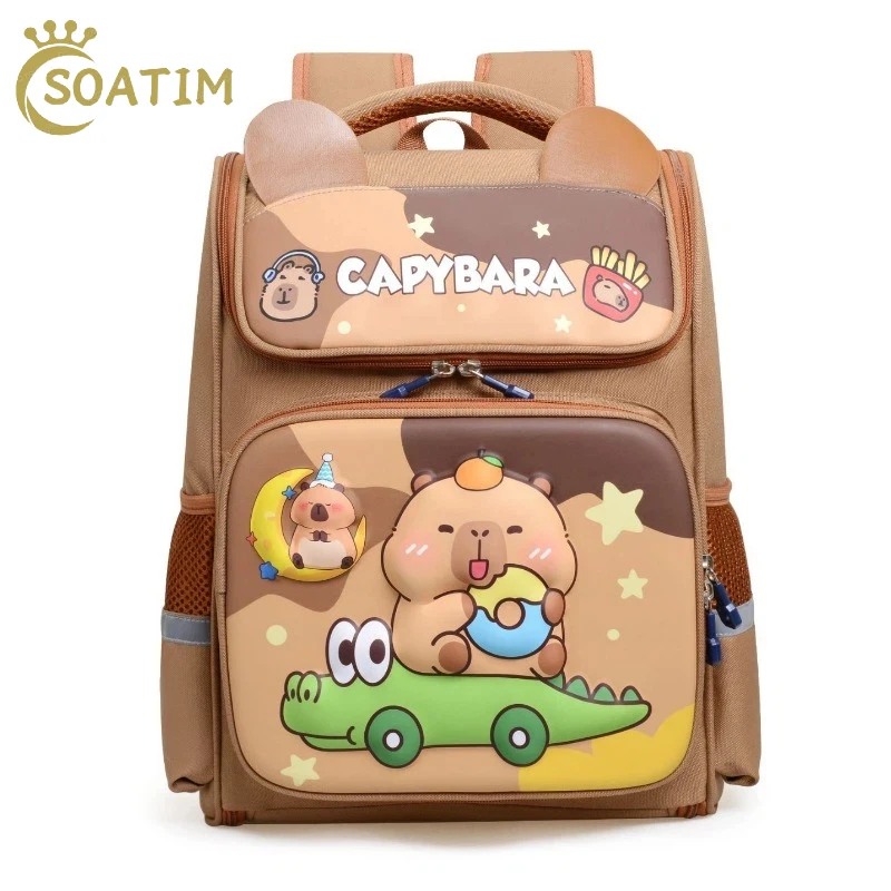 カピバラ子供用スクールバッグ-男の子-女の子-キッズバックパック-小学校整形外科用スクールバックパック-防水スクールバッグ-ブックバッグ