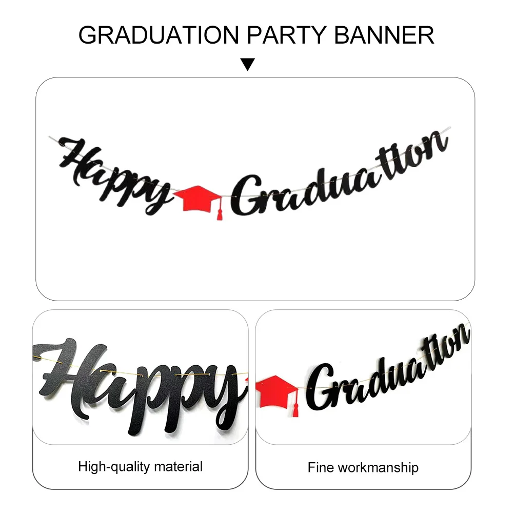 

1Pcs Graduation Party Supplies Glittering Hanging Banner Creative Unique Letter Design Add Cozy Ambience Graduation Banner