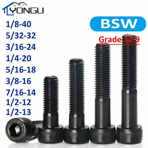 Grade12.9 영국 표준 부분 나사 육각형 소켓 헤드 캡 나사 BSW 알렌 볼트 1/8 5/32 3/16 1/4 5/16 3/8