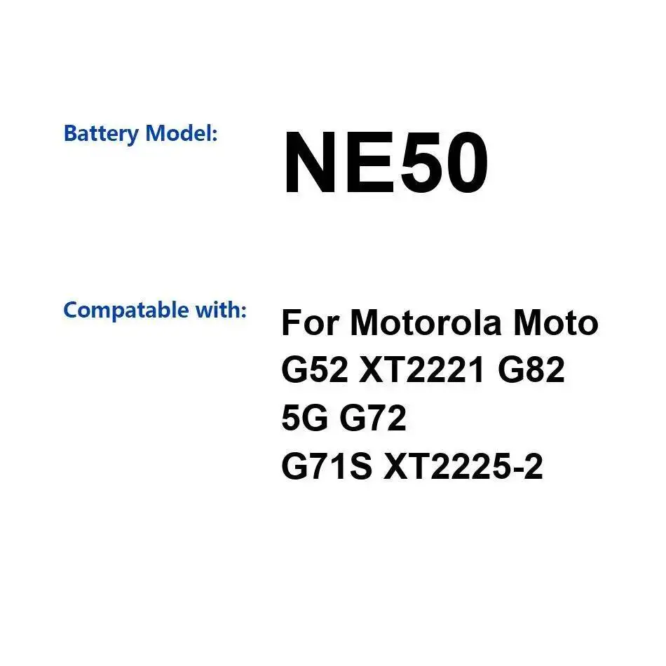 

Аккумулятор мобильного телефона 5000 мАч NE50 долговечный для Motorola Moto G52 XT2221 G82 5G G72 G71S XT2225-2