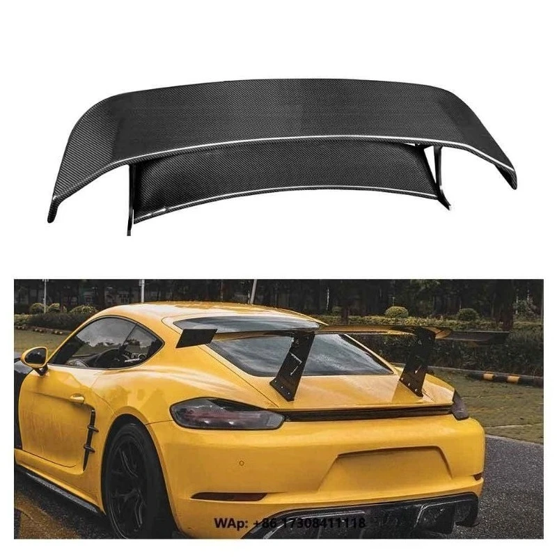 High Quality Dry Carbon Fiber Rear Spoiler Wing for   718 Boxster Cayman