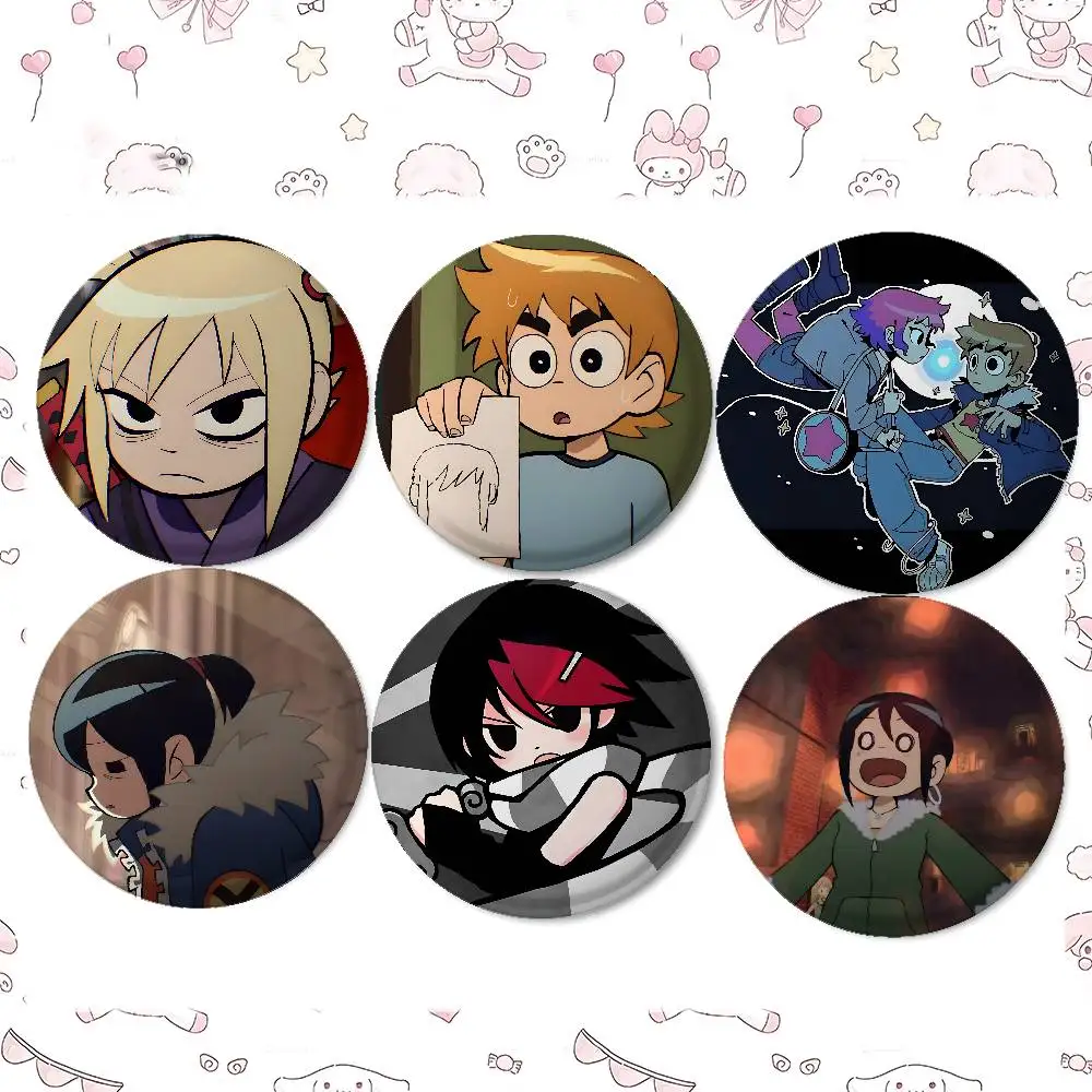 Anime Scott Pilgrim Takes Badges Tinplate Soft Button Pin Brooch Metal Badge Custom Jewelry Accessories Hat Bag Lapel