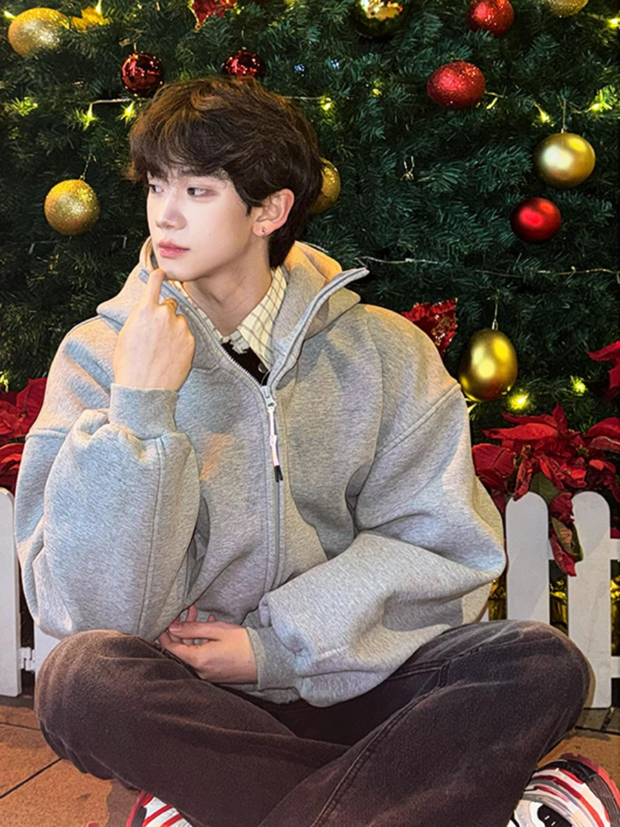 

Light ey High Collar Hoodie Cardigan Men's Autumn Winter Cleanfit Heavyweight Hardwearing American Trendy Brand Jaet