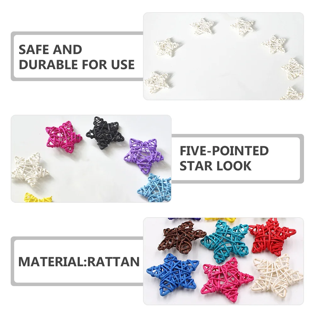 

20Pcs Christmas Star Decorations Rattan Stars Natural Five-Pointed Hanging Ornaments for Home Wedding Party DIY Decoration