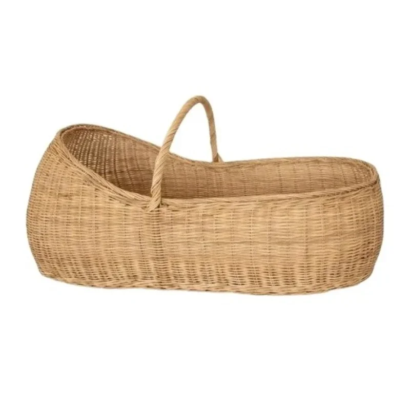 

Wholesale Woven Natural Rattan Baby Diaper Changing Basket With Thick Foam Mattress Pad for Baby Changing Basket From