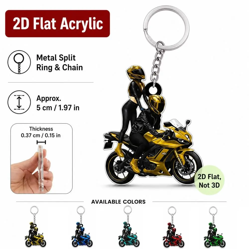 Acrylic Motorcycle Rider Keychain 2D Flat Motorcycle Rider Pattern Motorcycle Bag Charm Motorcycle Chain Pendant
