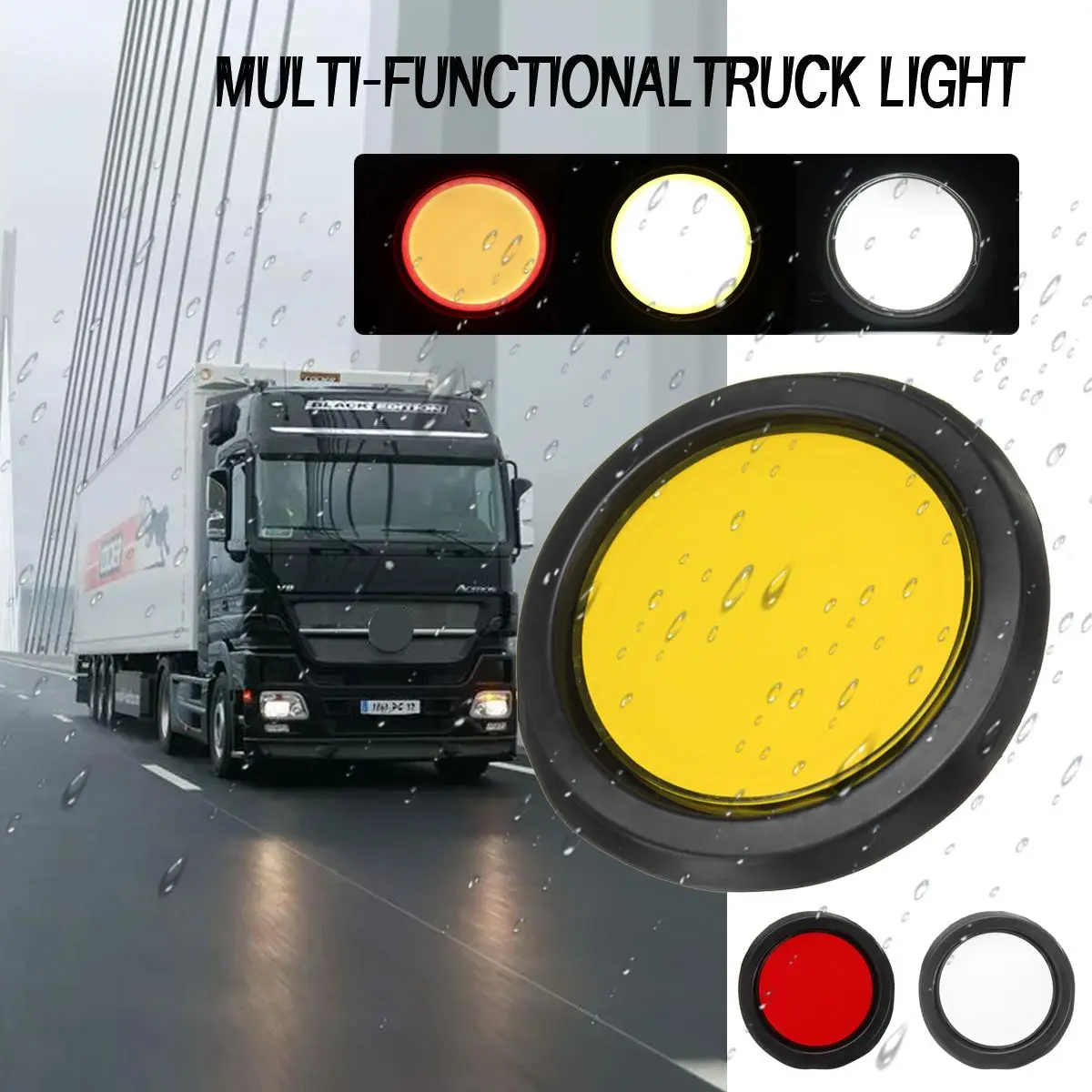 24V Car Round LED Rear Tail Light Warning Lights Break Light Waterproof Turn Signal Reversing Light Lamp for Car Trailer Truck