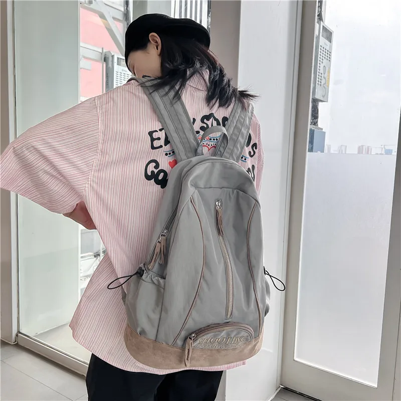 Fashion Backpack Large Capacity Nylon Schoolbag Korean Unisex Student Waterproof Bookbag 2023 Summer New Women Versatile Mochila