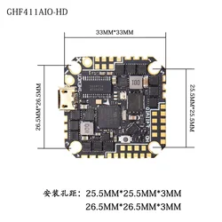 JHEMCU GHF411AIO-HD 40A F411 ICM42688P Flight Controller BLHELIS 40A 4 in1 ESC 3-6S per FPV stuzzicadenti canalizzato droni parti fai da te