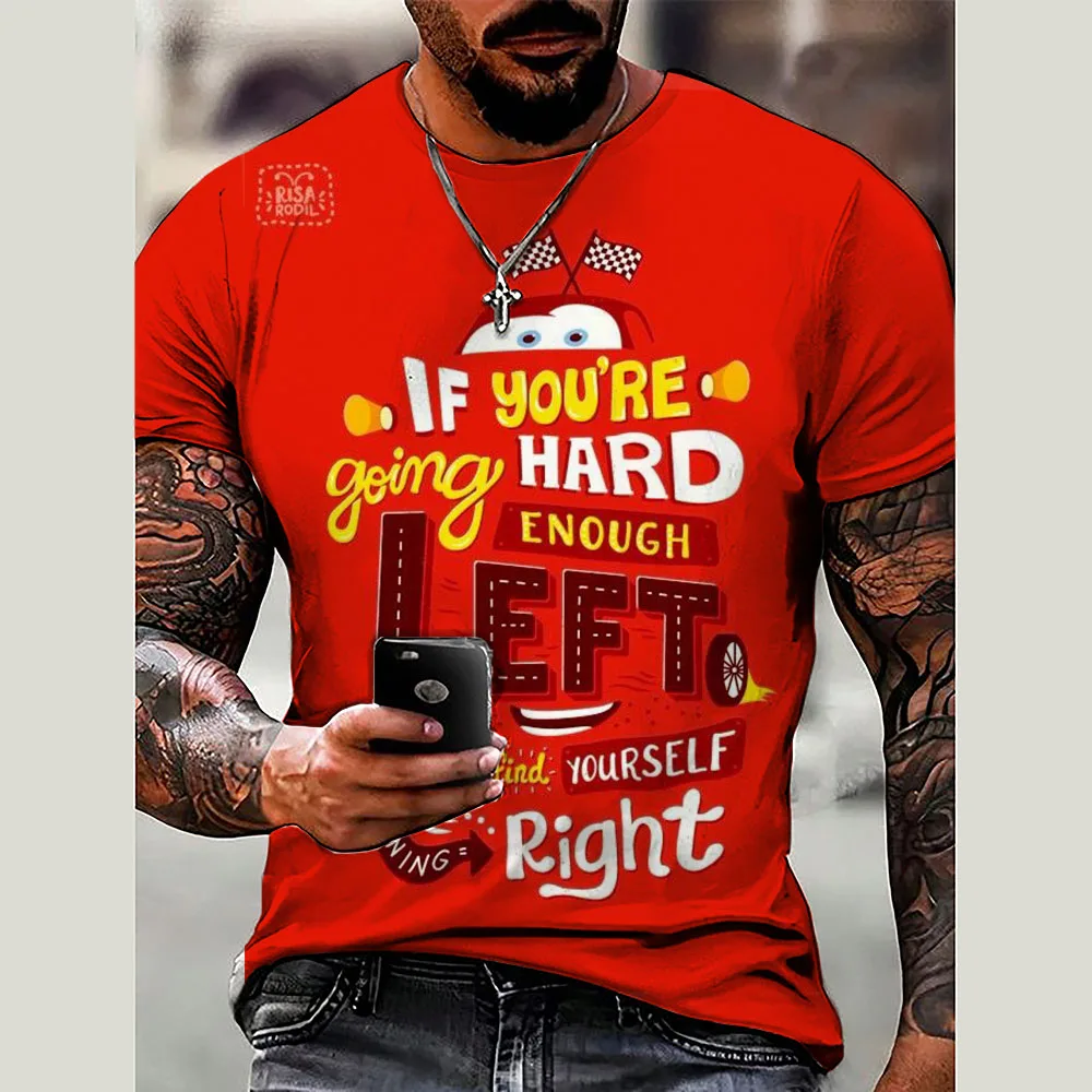 ديزني بيكسار السيارات البرق ماكوين 2026 صيف جديد عصري الرجال قصيرة الأكمام الكرتون المطبوعة تي شيرت غير رسمي #1