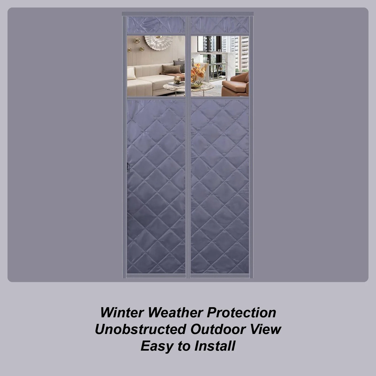 Thermal Door Cover Magnetic Divider With Clear Window Winter Layered Door Thermal Cover For Living Room Kitchen Patio Garage