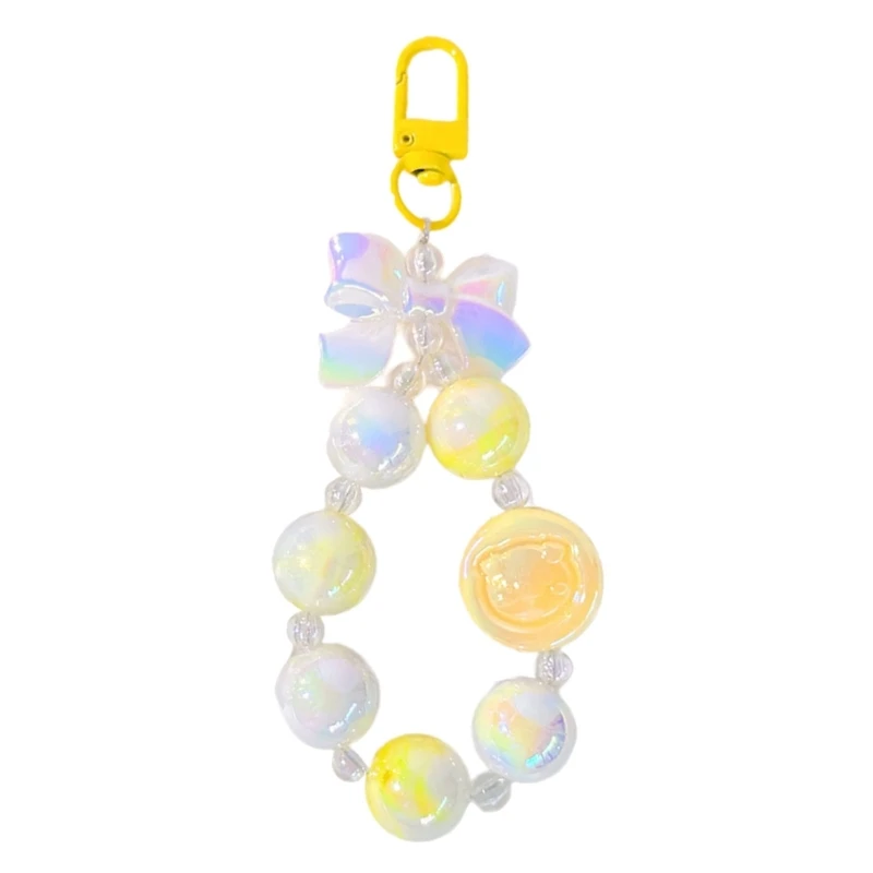 652F Unique Bag Hanging Decoration Portable Calcium Tablet Pig Keychain Adornment Eye Catching Beaded Key Rings