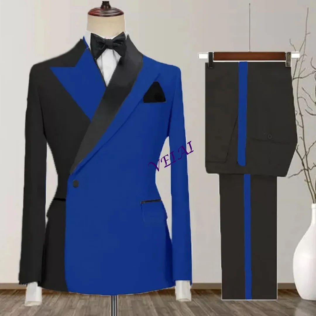 

Мужской костюм-двойка с пиджаком и брюками, новый дизайн, с острыми лацканами, класса люкс, на заказ