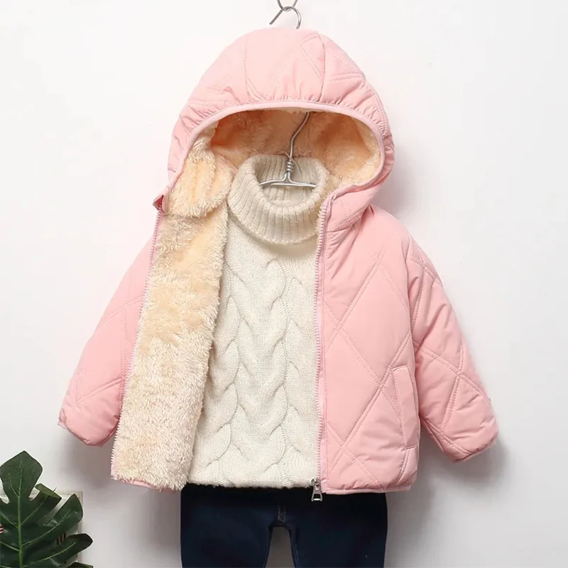 Winter Baby Kids Jacket For Girls Coats Lamb Wool Plus Velvet Thick Coats Toddler Children Outwear 1-6 Year Boys Cotton Jackets