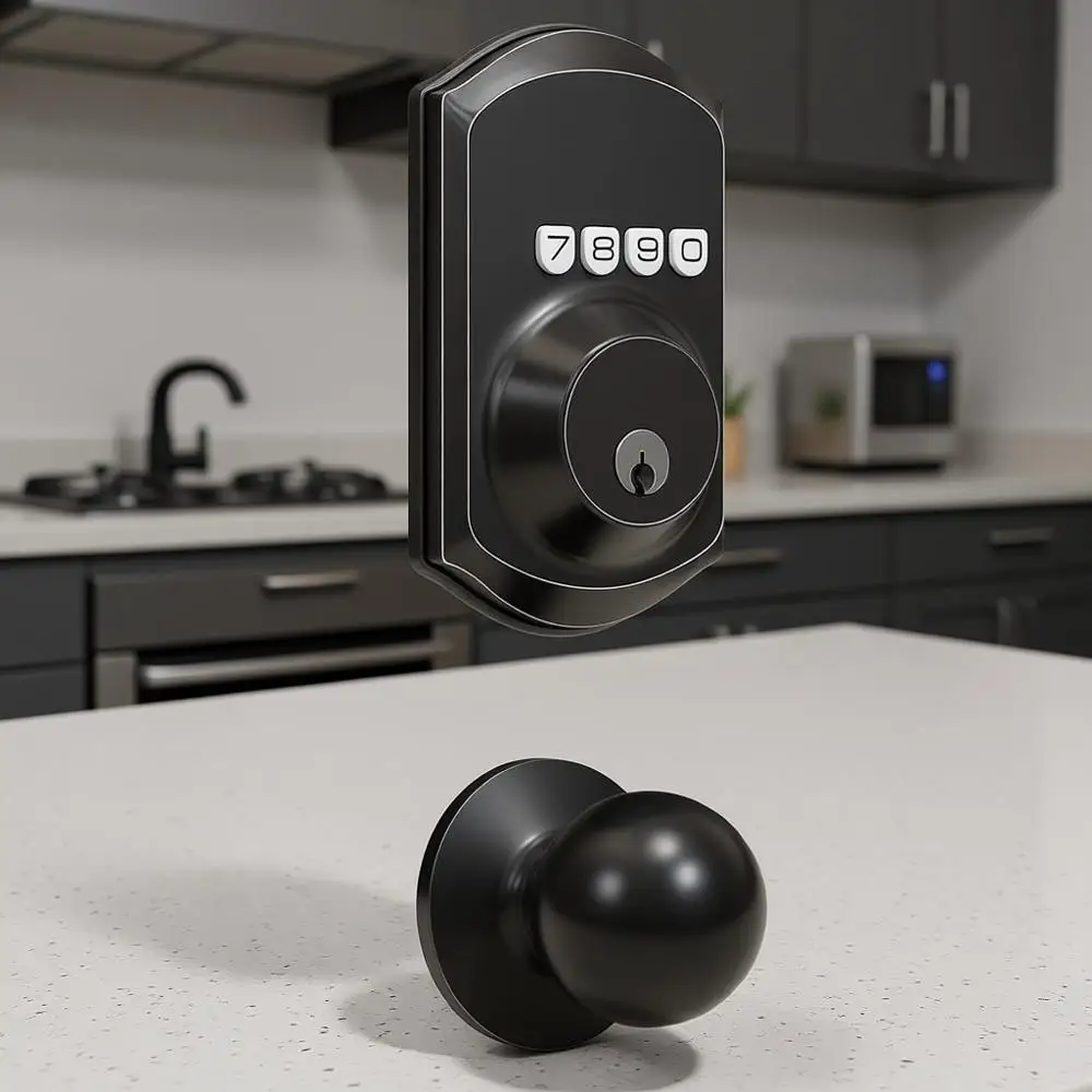 

Бесключевой дверной замок с ручкой, кодовый замок-защелка с 2 ручками, высокозащищенный комплект дверных ручек для дома и аренды, умный