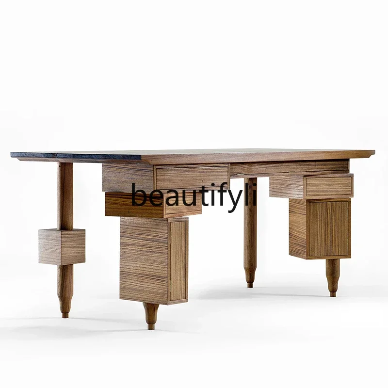 

xzxDesk Creative Art Nordic Light Luxury Bookstand Italian Minimalist Desk Wabi Sabi Wind Computer Desk