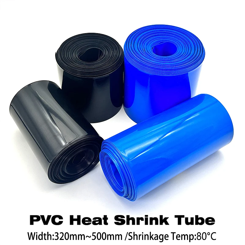 Width 320mm ~ 500mm Eco-Friendly PVC Heat Shrink Tubing Blue & Black Colors Wire Insulation Cable Protection Sleeveing Wrap