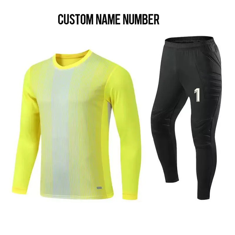 Customize Stripe Football Goalkeeper Uniforms 2026 Men boys Long Sleeve Soccer Training Kits Goalie Soccer Jersey Pants Shorts