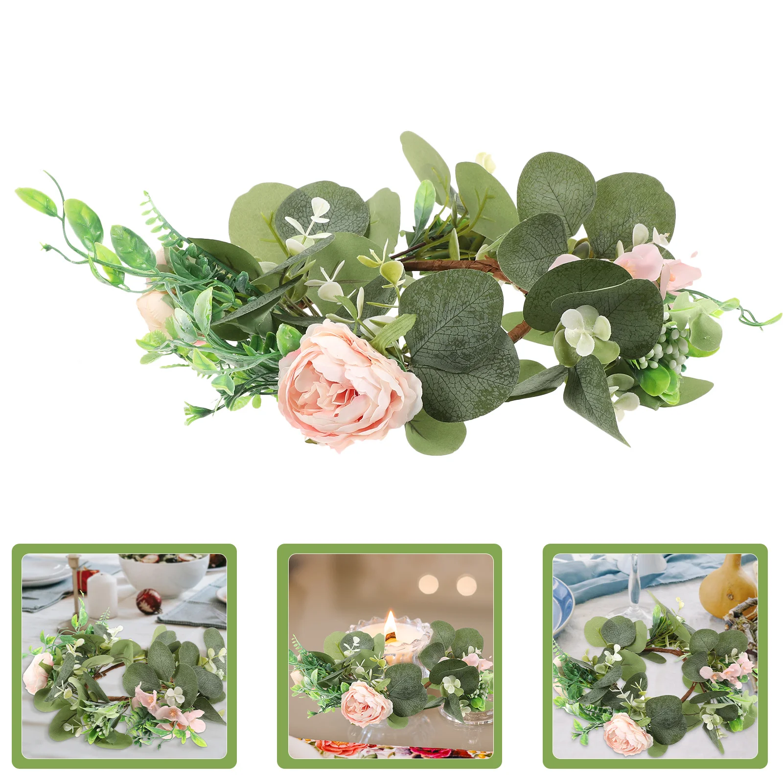 

Artificial Wreath Decorative Ring Garland Silk Leaves Door Festival Hanging Festival Wreath Pendant