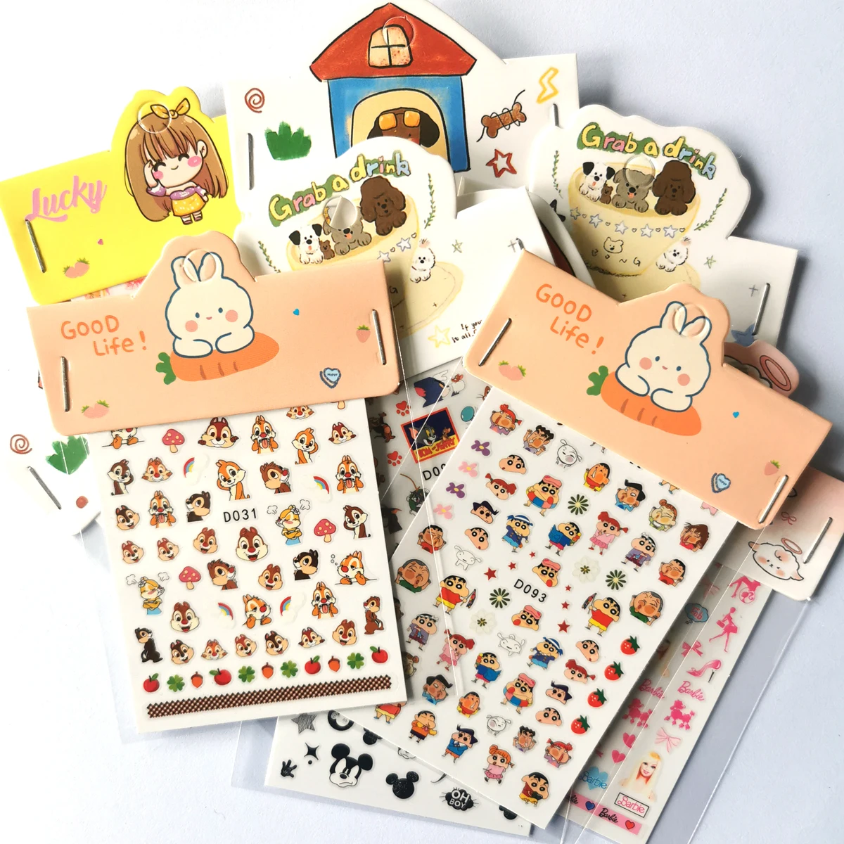 

Disney Chipmunk Nail Art Sticker Cartoon Kawaii Kitty Mickey Stitch Kuromi Princess Nail Decal for Kids Decoration Accessory