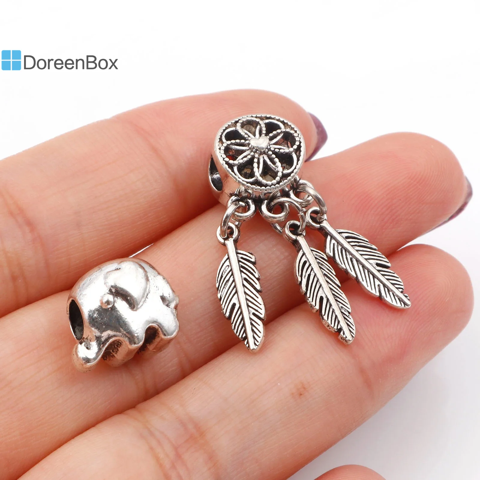 10/20/30pcs European Style Large Hole Charm Beads Antique Silver Color Rainbow Dreamcatcher Beads for DIY Bracelet Jewelry