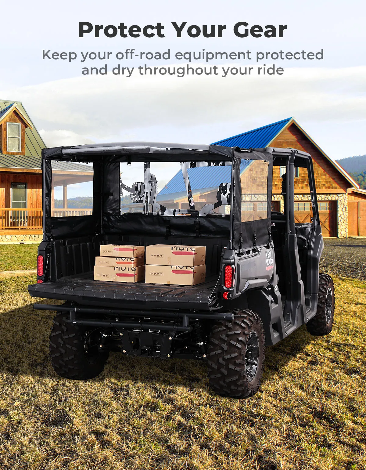 600D PVC غطاء سرير البضائع الخلفي ل Can-Am Defender HD5 HD7 HD8 HD9 HD10 ماكس شفافة ويندوز UTV خيمة مقاومة للماء