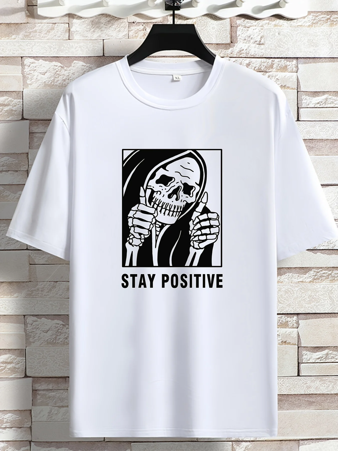 

Mens Skull Print Crew Neck T-shirt - Unique Novelty Design, Breathable Short Sleeve Top for Spring Summer Casual Wear