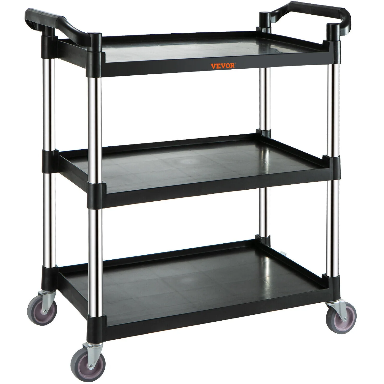 

Utility Service Cart with Wheels 3-Tier Food Service Cart 154lbs Capacity United States