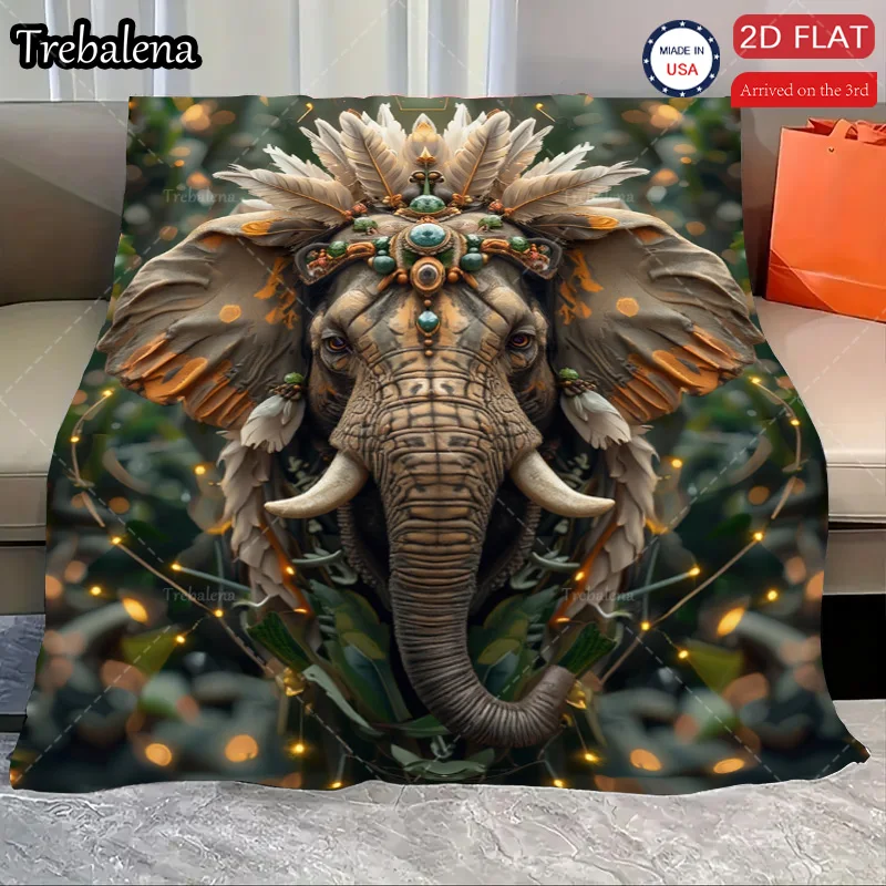 

Flannel Blanket-Soft Lightweight All-season Elephant Feather Design Soft Cozy Baby Blanket for Boys Girls