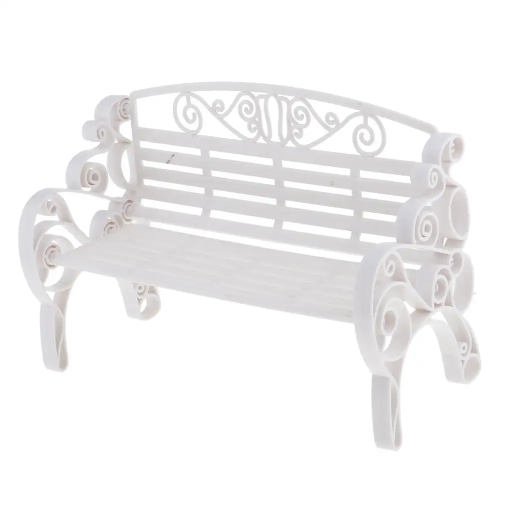 مقعد حديقة خشبي مصغر لمشاريع الحرف اليدوية وديكور بيت الدمى