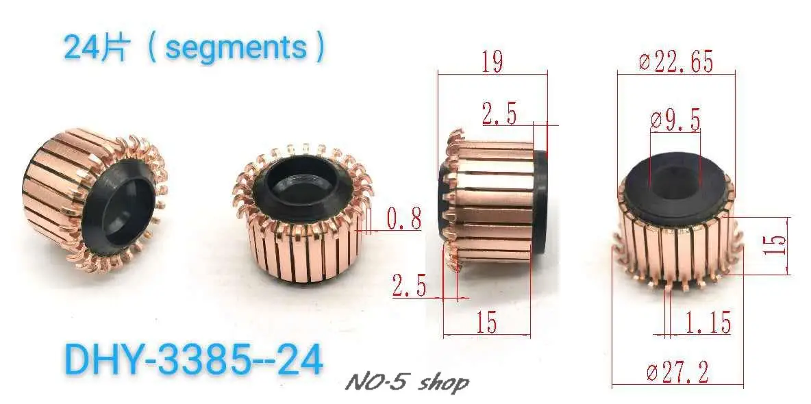 1Pcs 22.65x9.5x15(19)x24P Copper Bars Electric Motor Commutator DHY-3385-24
