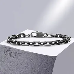 Vnox Bold Rolo Chain Bracelets for Men, Vintage Stainless Steel Links Bracelet, Punk Rock 6.5mm Cable Chain Wristband