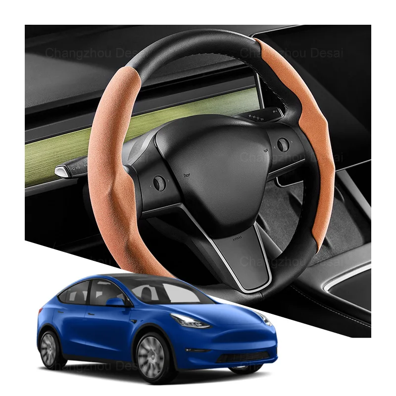 2024 Car Interior Accessories Anti-Slip Steering Wheel Protector Steering Wheel Cover for Model 3/y