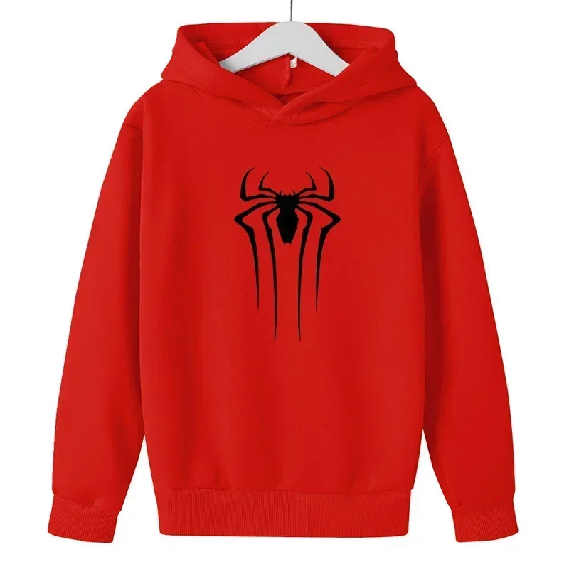Felpa con cappuccio a maniche lunghe per bambini, autunno e inverno, per il tempo libero all'aria aperta e top comodi, divertente cartone animato con stampa ragno
