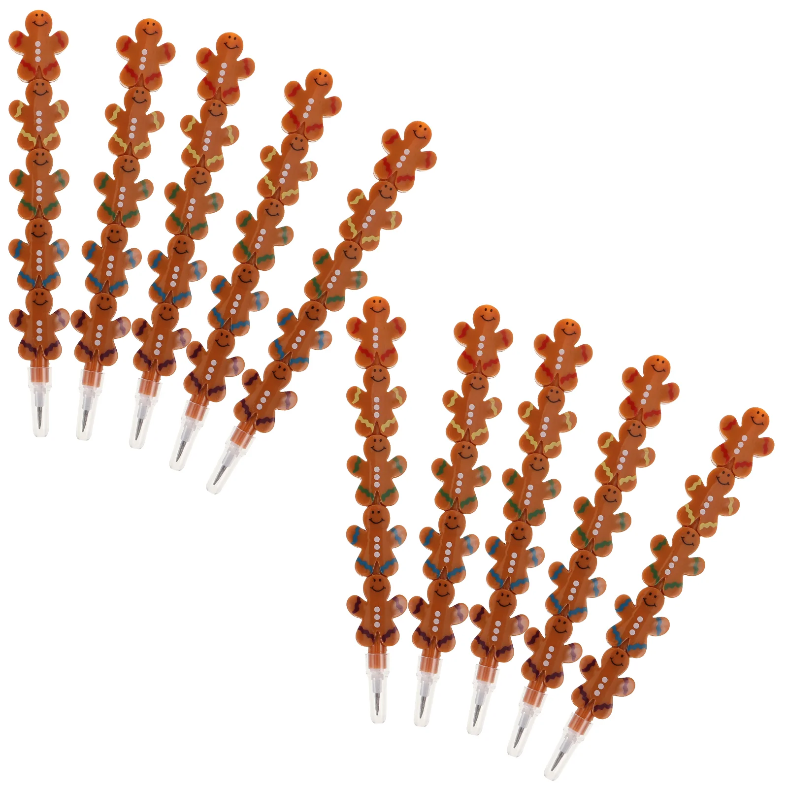 10 Pcs Christmas Pencils Bulk Gingerbread Man Nativity Ornaments Automatic Decorations Cookie Brown Tree