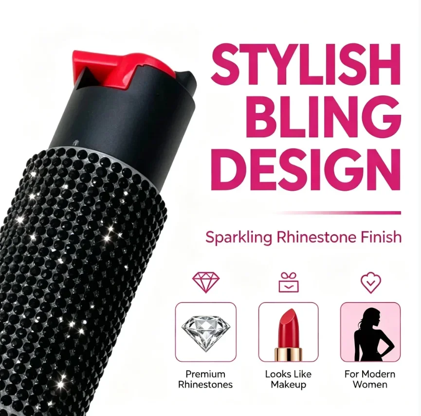 Shiny Full Rhinestone Bottle Shaped Keychain Ornament, Pink & Black Dual Color Portable Handbag Hanging Charm Accessory
