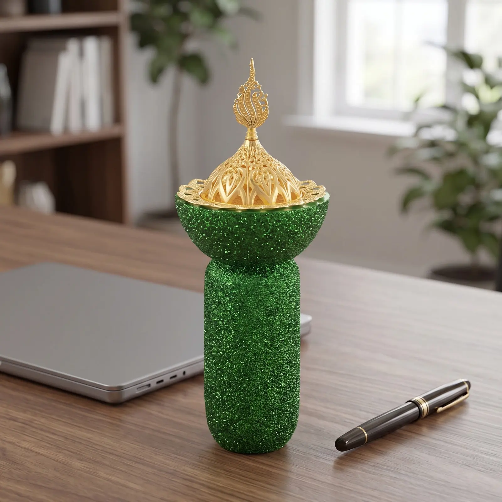 Frankincense Resin Incense Burner Tall Glitter Arabic Bukhoor Holder Portable Handheld Burners for Meditation Yoga Spa