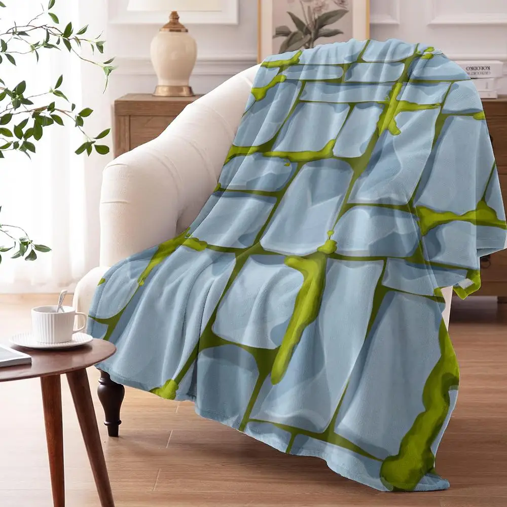 Ancient Stone Wall Throw Soft Flannel Throw Summer AC Blanket Lightweight Cool Nap Blanket for Sofa Bed Couch Travel