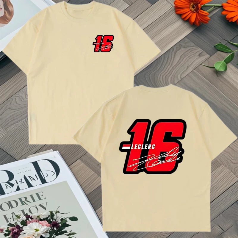 2025 Trend Number 16 Charles Leclerc Racer Graphic Loose Tee shirt Men Women Cotton Summer Hip Hop short sleeve Unisex T shirts - view 5