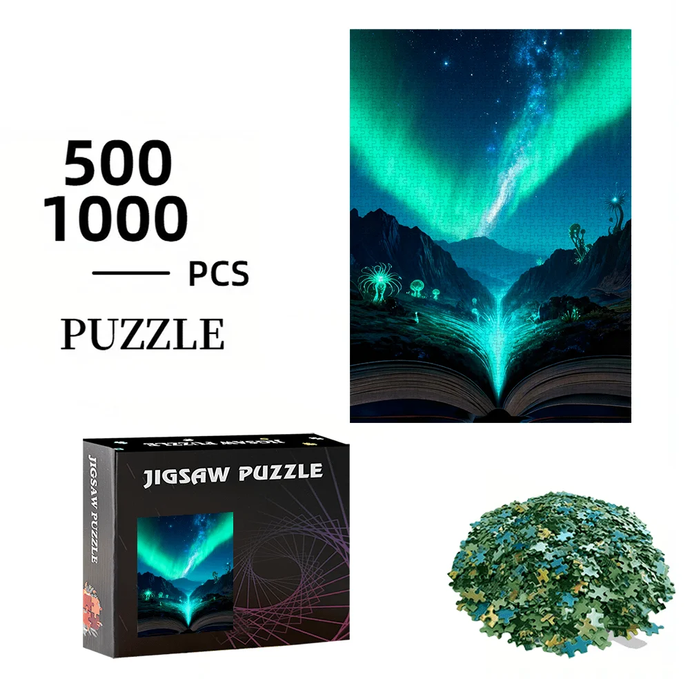 Puzzle da 500 pezzi o 1000 pezzi Aurora e notte stellata - Cielo notturno con stelle, sfida intermedia adatta per s &, /Cristo