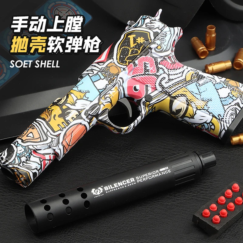 EVA Soft Bullet Toy Guns, 3D Graffiti Pistol Toys, Pistol Fidget Toys para adultos, alívio do estresse, brinquedos sensoriais para crianças,